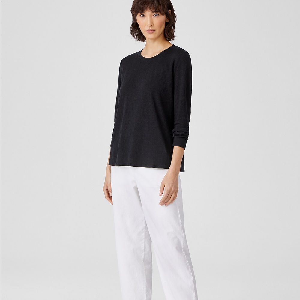 Eileen Fisher organic linen jersey crew neck top